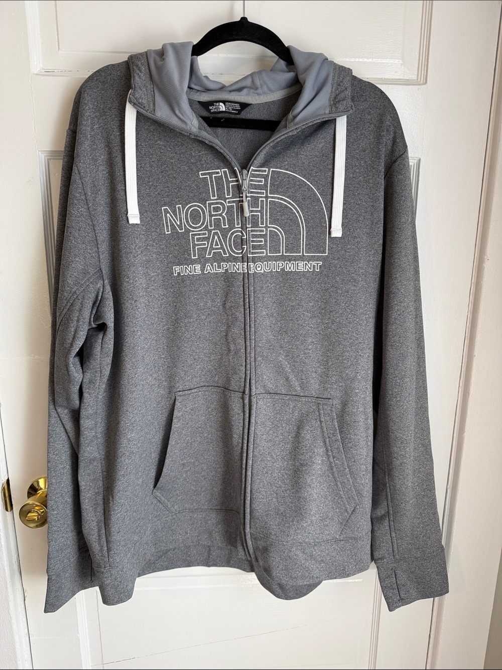 The North Face Gray Full-Zip Hooded Bomber Jacket with White Logo